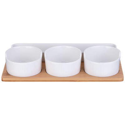 Менажница 4 секции "NATIVE" 26,5 см на дерев. подставке (кор=12шт.) LEFARD 587-180