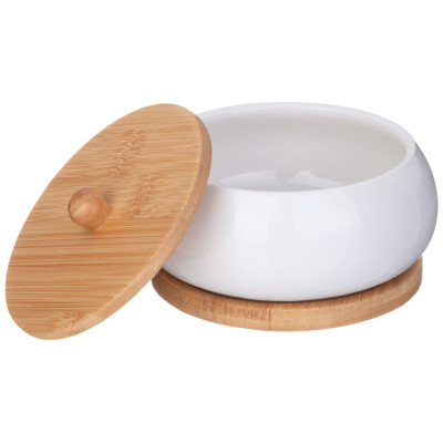 Банка с дерев. крышкой "NATIVE" 11,5*8 см на дерев. подставке (кор=36шт.) LEFARD 587-189-1