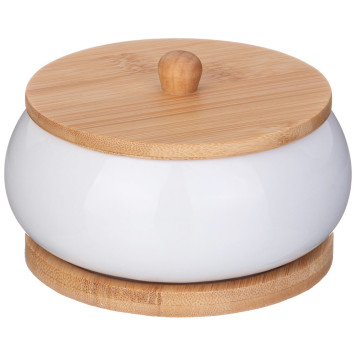 Банка с дерев. крышкой "NATIVE" 11,5*8 см на дерев. подставке (кор=36шт.) LEFARD 587-189
