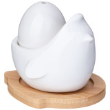 Набор для специй "NATIVE" 2 пр. в форме курочки с яйцом на дерев. подставке (кор=36шт.) LEFARD 587-194