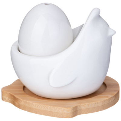 Набор для специй "NATIVE" 2 пр. в форме курочки с яйцом на дерев. подставке (кор=36шт.) LEFARD 587-194-1