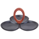 Менажница 3 секции "NATIVE" 24*24*14 см с дерев. ручкой (кор=18шт.) LEFARD 587-199