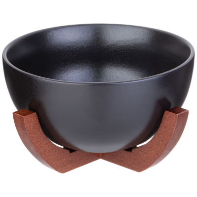 Салатник "NATIVE" 18*20,5*10,5 см 1400 мл черный на дерев. подставке (кор=12шт.) LEFARD 587-200