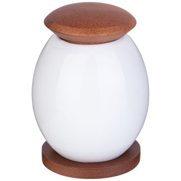 Банка с дерев. крышкой "NATIVE" 9,5*12 см 400 мл на дерев. подставке (кор=36шт.) LEFARD 587-202