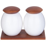 Набор банок с дерев. крышкой "NATIVE" 18,5*12 см 400 мл 2 шт. на дерев. подставке (кор=18шт.) LEFARD 587-203