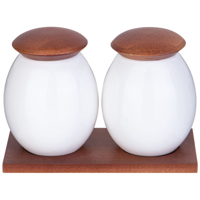 Набор банок с дерев. крышкой "NATIVE" 18,5*12 см 400 мл 2 шт. на дерев. подставке (кор=18шт.) LEFARD 587-203