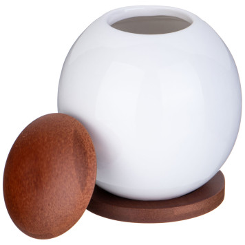 Банка с дерев. крышкой "NATIVE" 11*13 см 600 мл на дерев. подставке (кор=24шт.) LEFARD 587-204-1