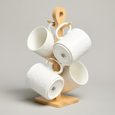 Набор кружек "MUSE" 4 шт. 380 мл на дер. подставке LEFARD 587-205