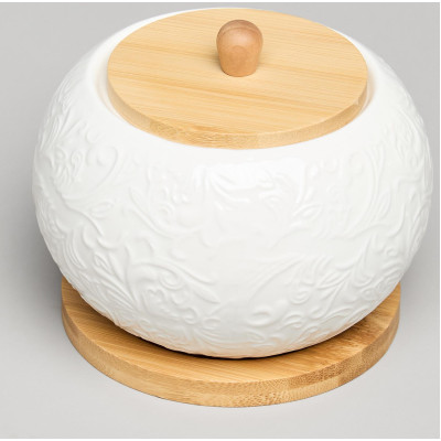 Сахарница "MUSE" с дер.крышкой на дер.подставке 12*9,5 см 450 мл LEFARD 587-207-1