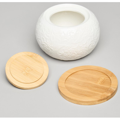 Сахарница "MUSE" с дер.крышкой на дер.подставке 12*9,5 см 450 мл LEFARD 587-207-2