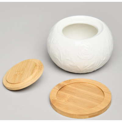 Сахарница "MEADOW" с дер. крышкой на дер. подставке 12*9,5 см 450 мл LEFARD 587-208-2