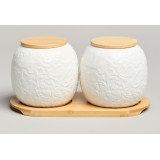 Набор банок "MUSE" с дер.крышкой на дер.подставке 2 шт. 19,5*9,5 см 400 мл LEFARD 587-209