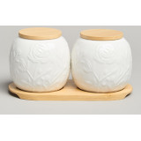 Набор банок "MEADOW" с дер.крышкой на дер. подставке 2 шт. 19,5*9,5 см 400 мл LEFARD 587-210