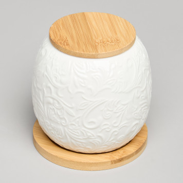 Банка "MUSE" с дер.крышкой на дер.подставке 10*11,5 см 600 мл LEFARD 587-211-1