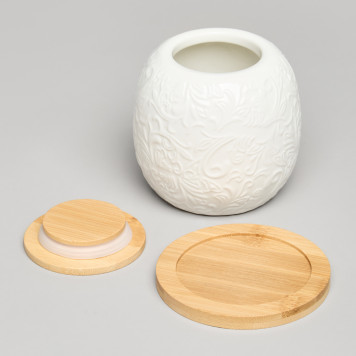 Банка "MUSE" с дер.крышкой на дер.подставке 10*11,5 см 600 мл LEFARD 587-211-2