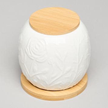 Банка "MEADOW" с дер.крышкой на дер.подставке 10*11,5 см 600 мл LEFARD 587-212-1