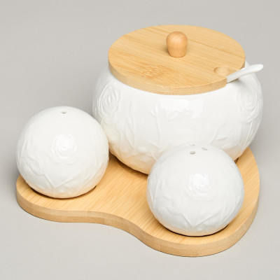 Набор для специй "MEADOW" 3 пр. на дер.подставке 15,5*15,5*10 см LEFARD 587-214-1