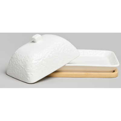 Масленка "MUSE" на дер. подставке 17*12,5*8 см LEFARD 587-240-2