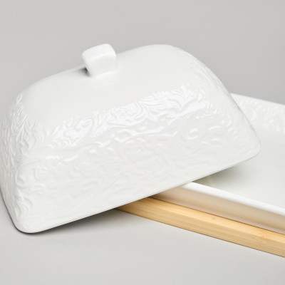 Масленка "MUSE" на дер. подставке 17*12,5*8 см LEFARD 587-240-4