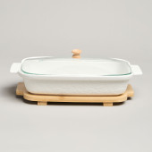 Блюдо для выпекания и сервировки "MUSE" со стекл.крышкой на дер.подставке 27,5*17*9см 900мл LEFARD 587-242