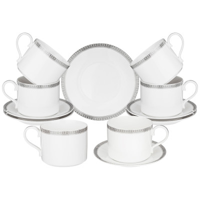 Чайный набор "CROWN" на 6 пер. 12 пр. 300 мл платиновый (кор=8наб.) LEFARD 590-461