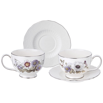 Чайный набор "BOUQUET" на 2 пер. 4 пр. 280 мл (кор=24наб.) LEFARD 590-599