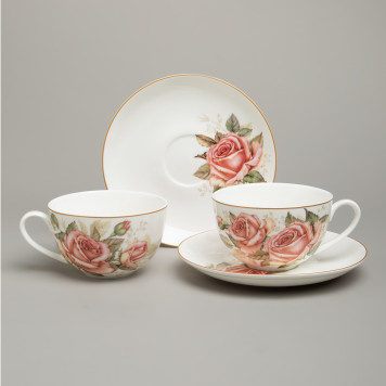 Чайный набор "КОРЕЙСКАЯ РОЗА" на 2 пер. 4 пр. 300 мл (кор=24наб.) LEFARD 590-679