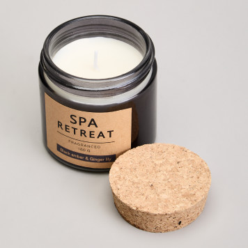 Свеча ароматизированная в стакане " SPA RETREAT" black amber&cinger lily 7, 3*7, 4 см мал.= 12шт. LEFARD 605-108-1