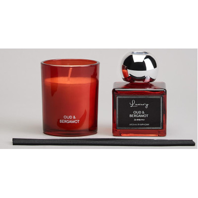 Набор ароматический "LUXURY" свеча в стакане 6*7,5 см и диффузор 70 мл oud&bergamot LEFARD 605-120-1