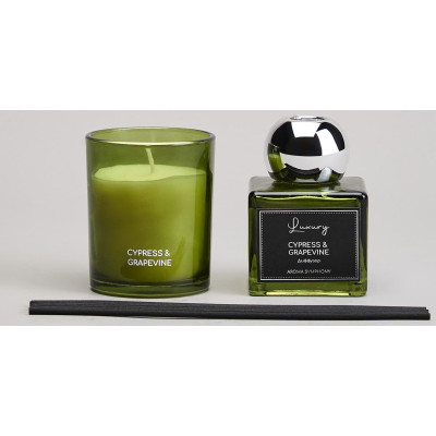 Набор ароматический "LUXURY" свеча в стакане 6*7,5 см и диффузор 70 мл cypress&grapevine LEFARD 605-121-1