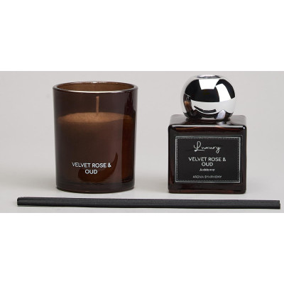 Набор ароматический "LUXURY" свеча в стакане 6*7,5 см и диффузор 70 мл velvet rose&oud LEFARD 605-122-1