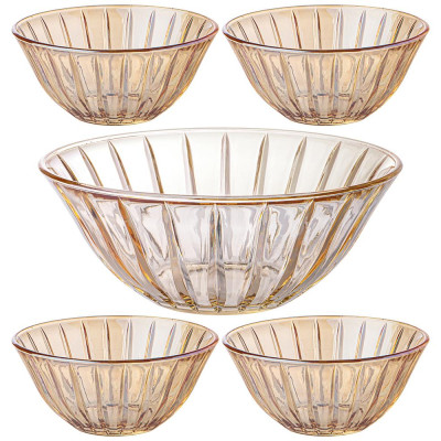 Набор салатников из 5 шт. "LINES" amber 1600 мл/300 мл LEFARD 691-068