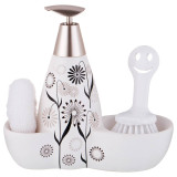 Дозатор для моющего средства 500 мл + губка и щетка 20*9*18 см (кор=12шт.) LEFARD 755-078