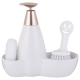 Дозатор для моющего средства 500 мл + губка и щетка 20*9*18 см (кор=12шт.) LEFARD 755-084