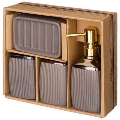 Набор для ванной комнаты 4 пр. (кор=12наб.) 400 мл 7,6*7,6*17см LEFARD 755-1002