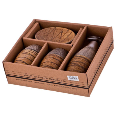 Набор для ванной комнаты 4 пр. (кор=12наб.) 320 мл 7,2*7,2*19см LEFARD 755-201-1