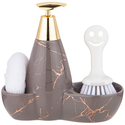 Дозатор для моющего средства "FANTASY" 500 мл + губка и щетка 20*9*18 см (кор=12шт.) LEFARD 755-222-1