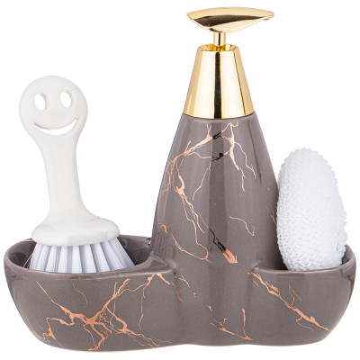 Дозатор для моющего средства "FANTASY" 500 мл + губка и щетка 20*9*18 см (кор=12шт.) LEFARD 755-222