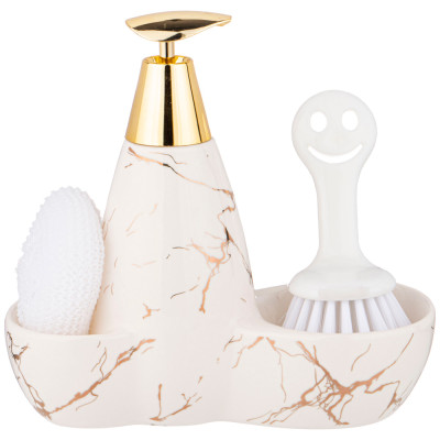 Дозатор для моющего средства "FANTASY" 500 мл + губка и щетка 20*9*18 см (кор=12шт.) LEFARD 755-223-1