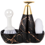 Дозатор для моющего средства "FANTASY" 500 мл + губка и щетка 20*9*18 см (кор=12шт.) LEFARD 755-224