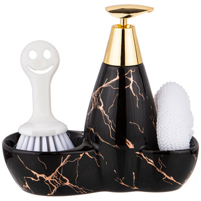 Дозатор для моющего средства "FANTASY" 500 мл + губка и щетка 20*9*18 см (кор=12шт.) LEFARD 755-224