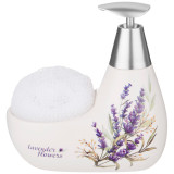 Дозатор для моющего средства "ДУША ПРОВАНСА" 350 мл. 11*9 см. высота=16 см. + губка (кор=24шт.) LEFARD 755-226