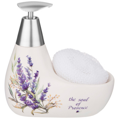 Дозатор для моющего средства "ДУША ПРОВАНСА" 350 мл. 11*9 см. высота=16 см. + губка (кор=24шт.) LEFARD 755-226-1