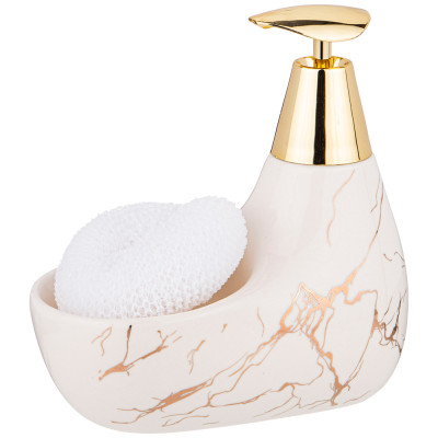 Дозатор для моющего средства "FANTASY" 350 мл. 11*9 см. высота=16 см. + губка (кор=24шт.) LEFARD 755-228