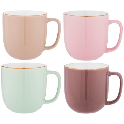 Набор из 4 кружек на деревянной подставке "BREAK TIME" 310 мл пастель (кор=4наб.) LEFARD 756-245-1