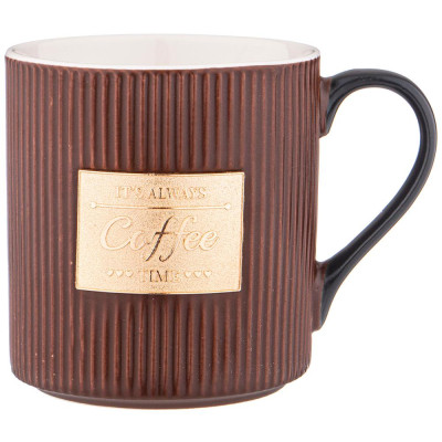 Кружка кофейного цвета с золотой деталью 400 мл (кор=36шт) 12,5*9,3*10см LEFARD 756-414