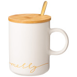 Кружка белая 380 мл с крышкой и ложкой в подарочной упаковке (кор=18шт) LEFARD 756-420