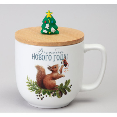 Кружка WINTER STORY 390мл с бамбуковой крышкой мал.уп.=6шт LEFARD 756-467