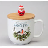 Кружка WINTER STORY 390мл с бамбуковой крышкой мал.уп.=6шт LEFARD 756-469