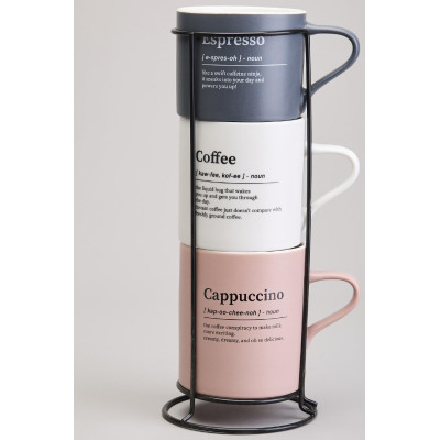 Набор кружек 3шт на метал.подставке 250/320/400мл LEFARD 756-471-1